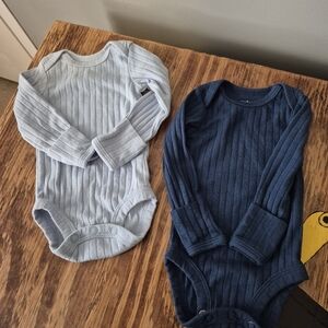 Carter's Ribbed Bodysuits in Light Blue and Navy
